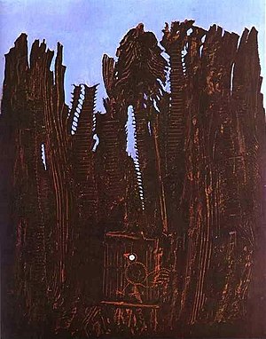 Forest and Dove (1927) - Max Ernst Uses grattage technique