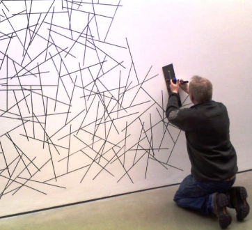 Sol LeWitt drawing being made at Dia Beacon